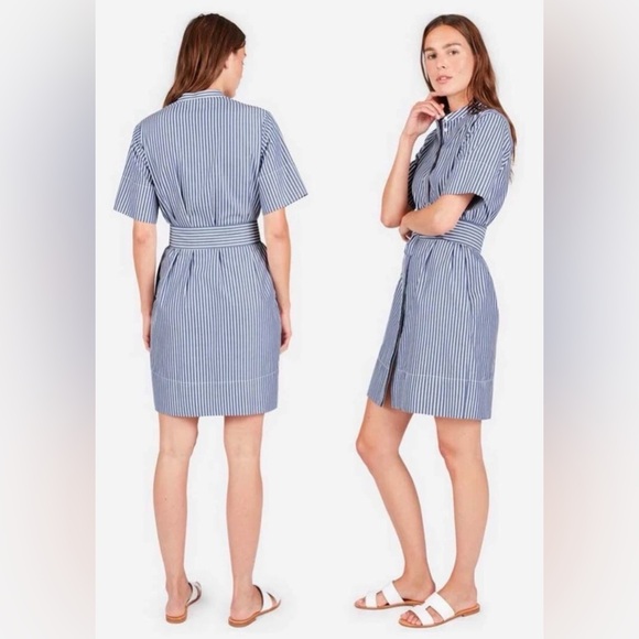 Everlane Dresses & Skirts - Everlane Striped Collarless Shirt Dress Size 2